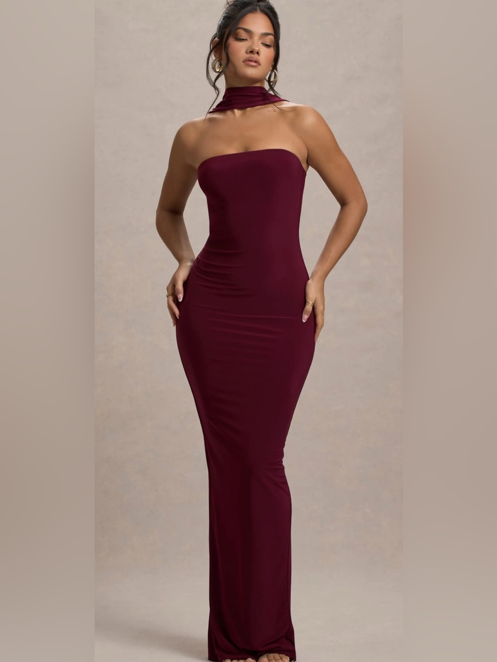 Club L London Strapless Bodycon Maxi Dress - Wine